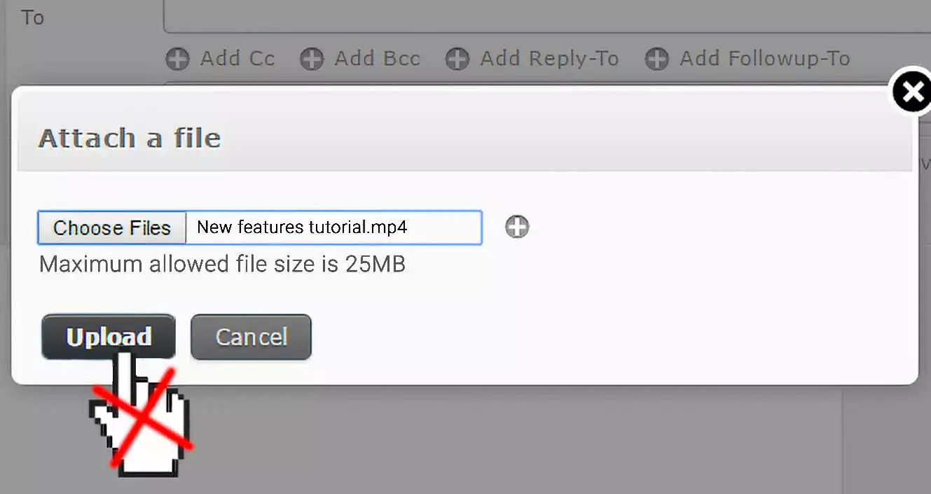 avoid to attach videos in email